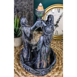 7"H Triple Goddess Maiden, Mother & Crone Backflow Incense Burner Home Decor