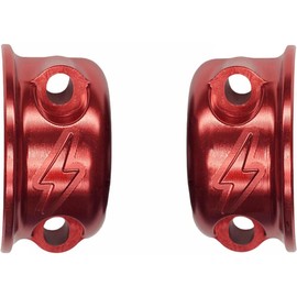Lightning Logo Brake Clutch Perch Half Clamps for Harley Sportster, Softail, Dyna, Touring, Road Glide, Street Glide (Red)