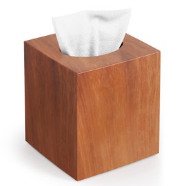 Tissue Box Holder, Tissue Box Cover Square Facial Tissue Holder Storage for Bathroom Vanity, Countertops, Dressers, Night Stand and Offices,Modern Farmhouse Decor, Wood Grain