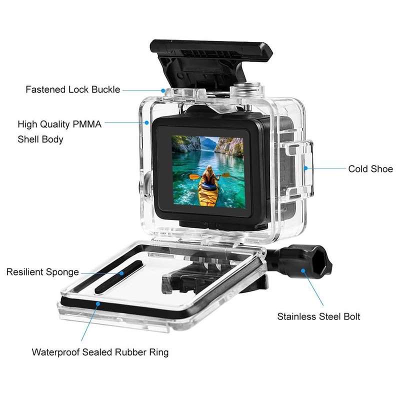 KETOPKIN Waterproof Case for GoPro Hero 4K Compact Waterproof Camera,60M/196FT