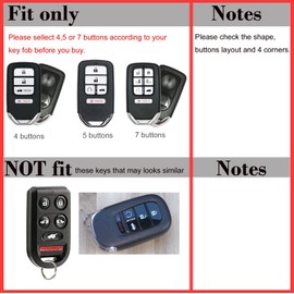 Handmade Leather Key Fob Cover for Honda Civic Accord Pilot CR-V HR V 5 Buttons Ridgeline Passport