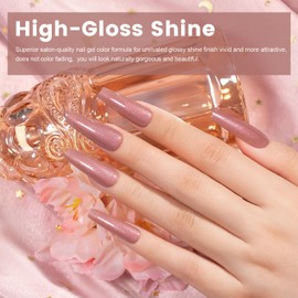 RARJSM Nude Dirty Pink Gel Nail Polish with Silver Pearl Glitter Finish Sheer Jelly Shimmer Gel Polish 15ml UV LED Soak Off Transparent Soft Color Home Salon French Manicure Varnish Curing Requires
