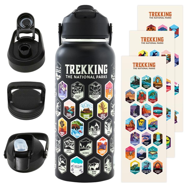 Trekking The National Parks Water Bottle with 63 Waterproof Stickers