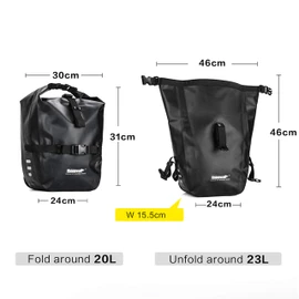 Bike Pannier Bag 20L Waterproof Bike Bags Bicycle Rear Seat Trunk Bag for Riding Cycling Storage Pouch Shoulder Bag (Black)