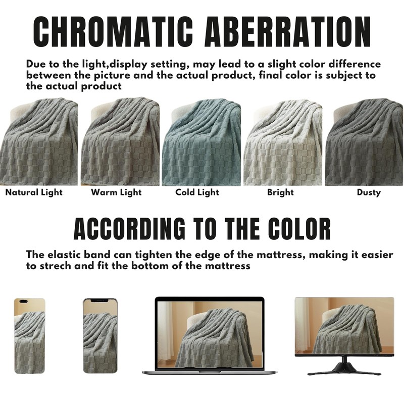 Fleece Throw Blanket for Sofa - Soft Checkered Single Blankets