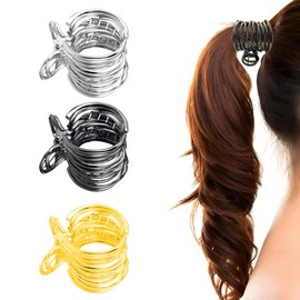 High Ponytail Claw Clip 3 Pcs, Ponytail Hair Clips for Women, Metal Small Hair Clips for High Ponytail Thick Medium Long Hair Accessories