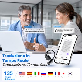 MTOXW XP7 Headphones Instant Translator, AI Headphones Simultaneous 3-in-1 Translation in Real Time in 135 Languages with App, Bluetooth 5.4 Headphones Touchscreen 50 Hours for Travel, Learning