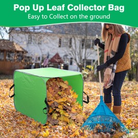 80 Gallon Leaf Collector Bag, Collapsible Trash Can Yard Waste Bag, Portable Pop Up Leaf Bags, Reusable Yard Garden Bags for Leaves Lawn Trash
