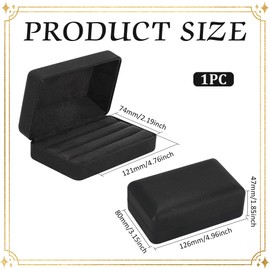 FINGERINSPIRE Leather Storage Box for Rings 12.6 x 8 x 4.7 cm Rectangular Ring Storage Box Made of PU Leather with Velvet Inner Black Ring Storage Box for Rings Portable Ring Organiser