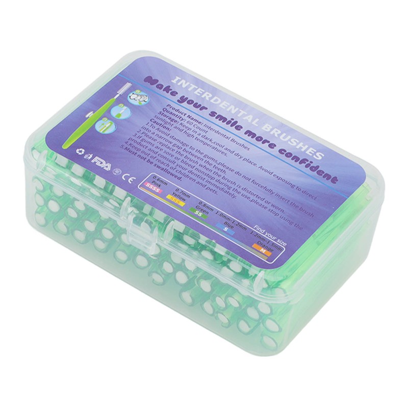 60Pcs Interdental Brush Practical Slim Braces Cleaner with PP Handle