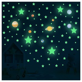 STNRST-IN Glow in The Dark Stars and Planet Solar System Walls 109 Fluorescent Stars Stickers Decorative Kid's Bedroom Ceiling Christmas Birthday Gift for Girls and Boys