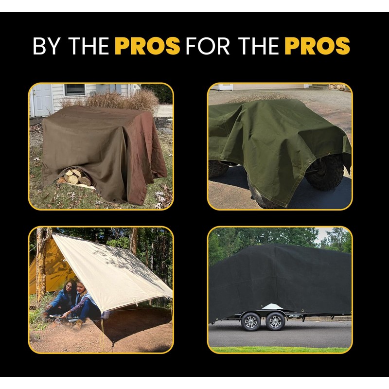 PROTARP Heavy Duty 14 OZ Water Resistant Canvas Tarp, UV