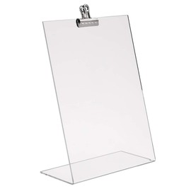 Zeigis® Table Stand DIN A4 Tall Acrylic Glass in L-Shaped with Metal Clip Various Formats/Advertising Stand/Information Stand/Price Tag Holder