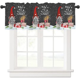 ARESD Gnome Valance for Window Merry Christmas Window Toppers Curtain Valance Rod Pocket Winter Snowflakes Elf Window Treatment for Living Room/Bedroom/Farmhouse Xmas Gifts 18"X54"W
