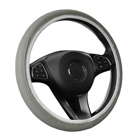 Steering Wheel Cover, Universal 37-38cm Microfibre Leather Breathable Steering Wheel Covers, Elastic Soft Anti-Slip Car Steering Wheel Covers Car Interior Accessories for Most Cars (Grey)