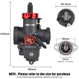NIBBI PE26 Carburetor Kit, 26mm carbureto with Carb Jets - Fit for 150cc 190cc 200cc Dirt Bike Pit Bike Apollo TaoTao Lifan Kayo SSR