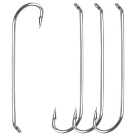 Barb Fly Fishing Hooks- 150pcs Long Shank Fly Tying Jig Hook High Carbon Steel Super Sharp Barbed Hook Tips Round Bend Streamer Hook (10#, White