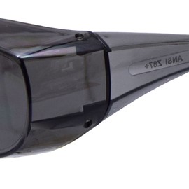 Takagi Earth Man Safety Glasses with Strap, Smoke, Fits Over Your Glasses, Lightweight, Impact Resistant, Break-resistant Polycarbonate, UV Protection, Anti-Fog Treatment, Polishing, Painting, Large Cleaning, Farm Work, Work Goggles