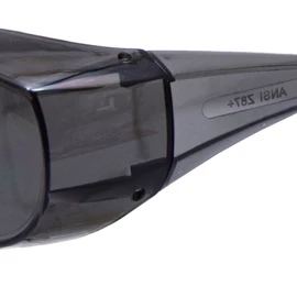 Takagi Earth Man Safety Glasses with Strap, Smoke, Fits Over Your Glasses, Lightweight, Impact Resistant, Break-resistant Polycarbonate, UV Protection, Anti-Fog Treatment, Polishing, Painting, Large Cleaning, Farm Work, Work Goggles