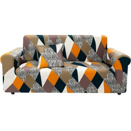 HEYOMART Sofa Cover High Stretch Elastic Fabric 1 2 3 Seater Sofa Slipcover Chair Loveseat Couch Cover Polyester Spandex Furniture Protector Cover with 1 Pillowcase (1 Seater, Checkerboard)