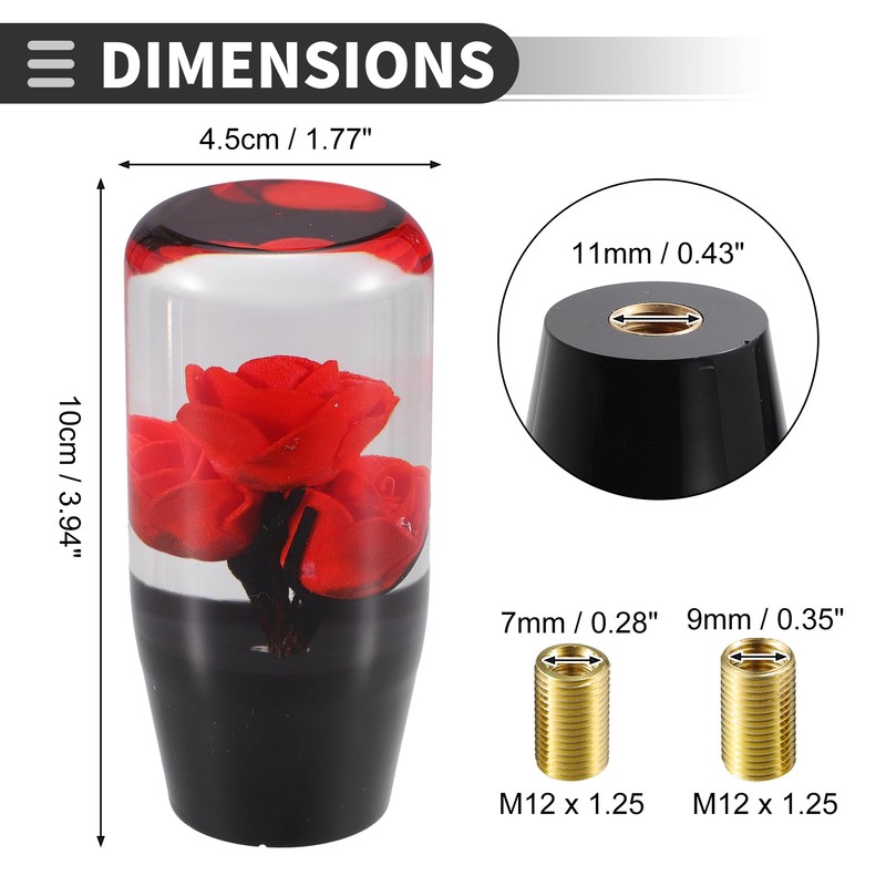 Motoforti Universal Rose Flower Car Gear Shift Knob, Manual Automatic