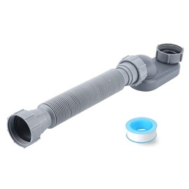Low Profile 1 1/2 P Trap, Flexible Bathtub Shower Drain Pipe, Flat P Trap Freestanding Tub Drain for Bath