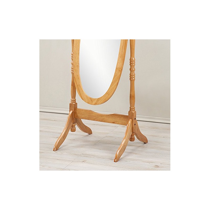 Roundhill Furniture Traditional Queen Anna Style Wood Floor Cheval Mirror,