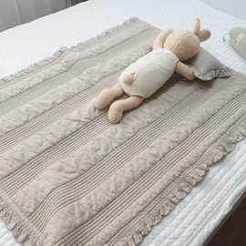 DAEGU1988HOME 100% Cotton Baby & Toddler Patterned Bed Coverlet and Blanket 39.4"x 51.2"- Made in Korea - Multipurpose, High-Density 60TC, All-Season Use, Eco-Friendly, Skin Safe (Beige)