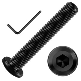 Mywish M8 x 50mm 20Pcs Flat Head Hex Socket Cap Screws Bolts, 304 Stainless Steel Furniture Bolts Full Thread, Black Oxide & Hex Spanner