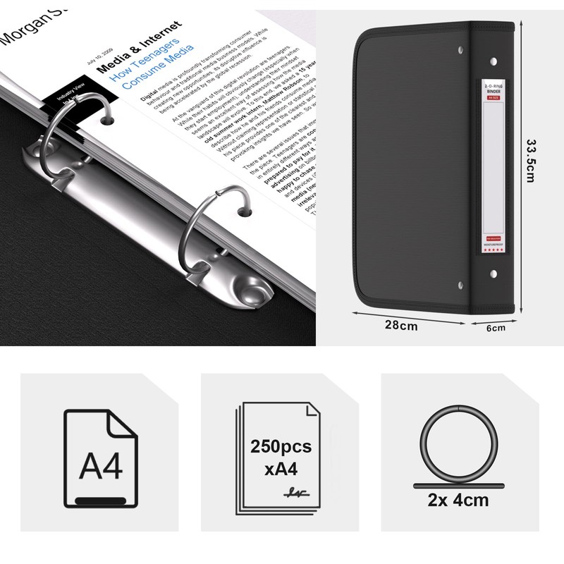Ring Binder A4 Fireproof Folders Ring Binder 2 O-Ring A4