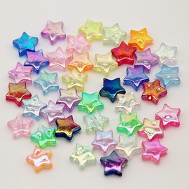 300pcs AB Acrylic Star Beads Beads for Jewelry Making Glass Cute Beads for Necklace Making Unique Spacer Beads Bulk Aesthetic Beads Charms Craft DIY (Mixed Color)