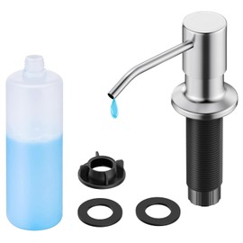 FORIOUS Soap Dispenser for Kitchen Sink, Built in Sink Soap Dispenser, Countertop Soap Dispenser with 500ML/18OZ Bottle, Lotion Dispenser for Kitchen Sink Built in Refill from The Top, Brushed Nickel