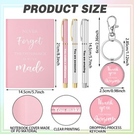 Geiserailie 7 Pcs Employee Appreciation Gift Happy Work Anniversary Workiversary Gift Box Include 1 20oz Tumbler 1 Notebook 3 Pens and 1 Keychain for Office Coworker Employee(Pink)