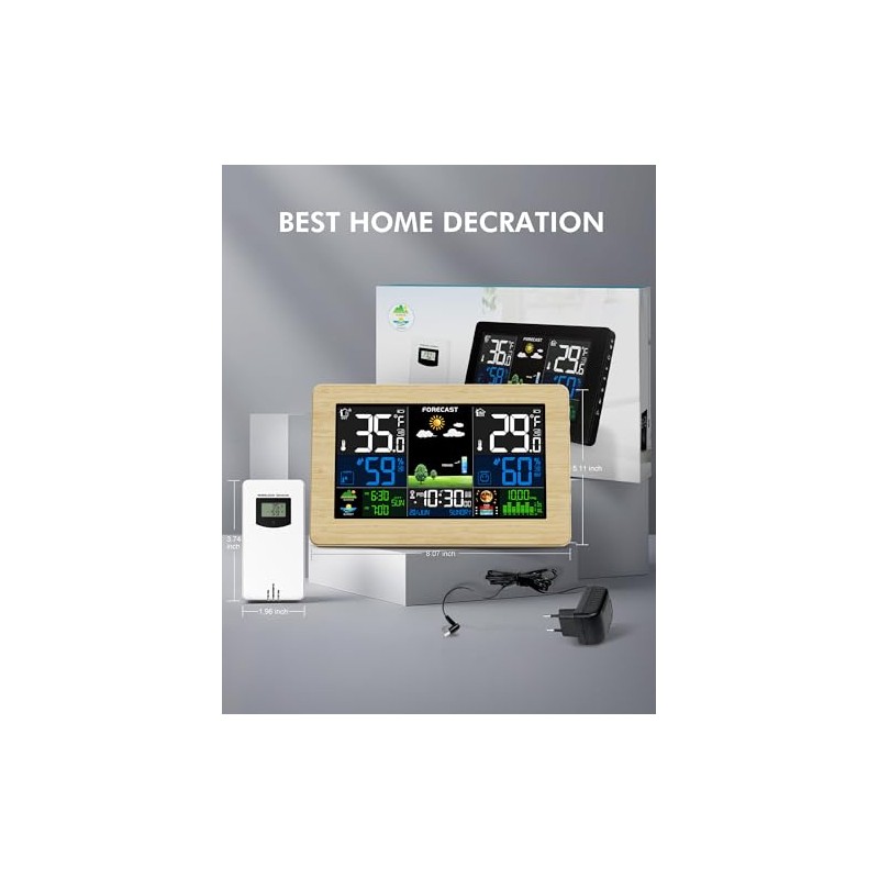 Weather Station Wireless Indoor Outdoor, Digital Thermometer with Remote Sensor,