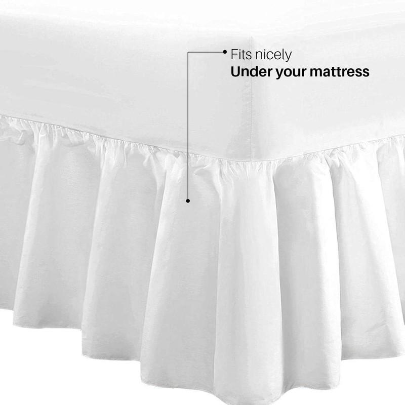 DTEX HOMES Luxury Polycotton Extra Deep Frilled Valance Fitted Sheets,