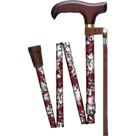 Hyacinth Home wb3722 Basic Folding Cane Small (Floral Red) G Total length 73 ~ 83 cm (5 Stage Adjustable, 2.5 cm Pitch) Aluminum Folding Cane