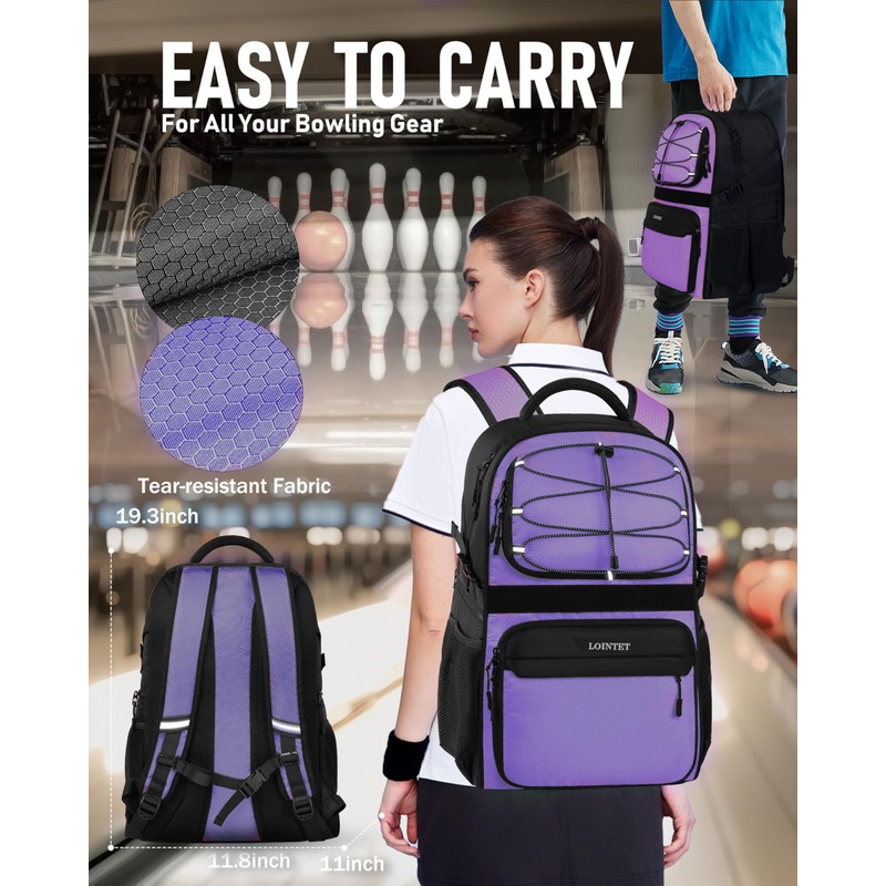 LOINTET Bowling Ball Bag, Single Bowlingball Backpack with Shoe Compartment