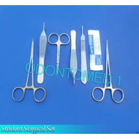 ODM 6 PC SUTURE GOLD HANDLE MEDICAL STUDENT SURGICAL INSTRUMENTS SET KIT+5 BLADE #11