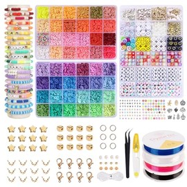 10440Pcs Cuentas de Arcilla para Hacer Pulseras, Arcilla Polimérica Cuentas Planas para la Joyería que hace el Kit, 48Ccolores de Arcilla Heishi Cuentas para Niños Adultos que Hacen Collar Pendiente (Cajas A-3)