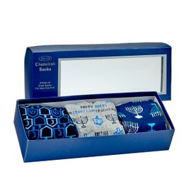 Rite Lite Chanukah Socks - 3 Pairs of Chanukah Crew Socks Size 8-12 Hanukkah