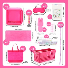 Rotatingpals 85 Pcs Spa Kit Nail Art Kit Sleepover Party Supplies with 12.5 x 12.5 in Inflatable Foot Tubs Foot Bath Towel and Basket DIY Manicure Pedicure Set for Slumber Party(Rose Red)