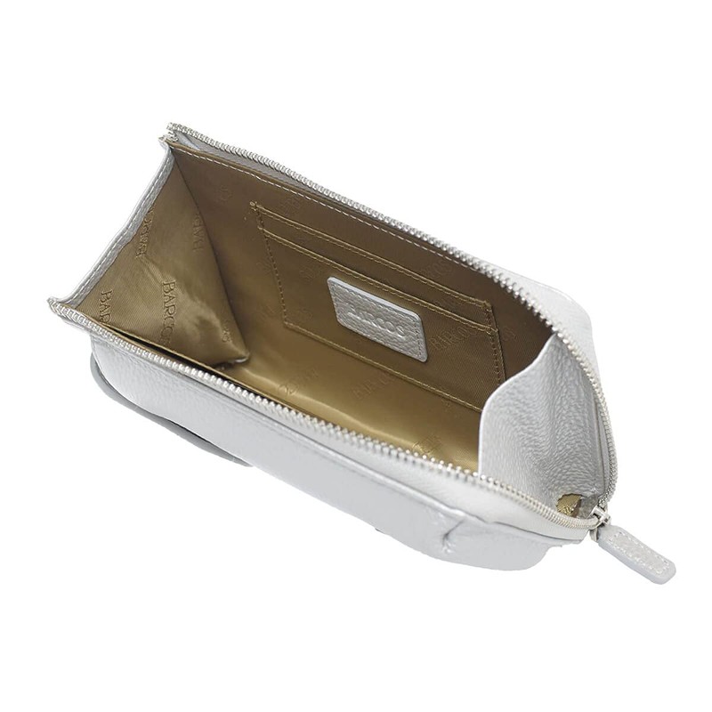 Balcos Women's One Size All Ways Leather Pochette, Silver