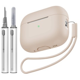 Tandoler Compatible with Airpods Pro 2 Case, Soft Silicone Skin Cover Protective Cases with Cleaner kit and Lanyard Compatible for AirPod Pro 2nd Generation, Front LED Visible-Milk Tea
