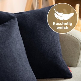 Blumtal Chenille Cushion Cover - Cuddly Sofa Cushion with Hidden Zip, Soft Decorative Cushion with Oeko-Tex Standard, 40 x 60 cm, Set of 2, Dark Ocean Blue - Blue