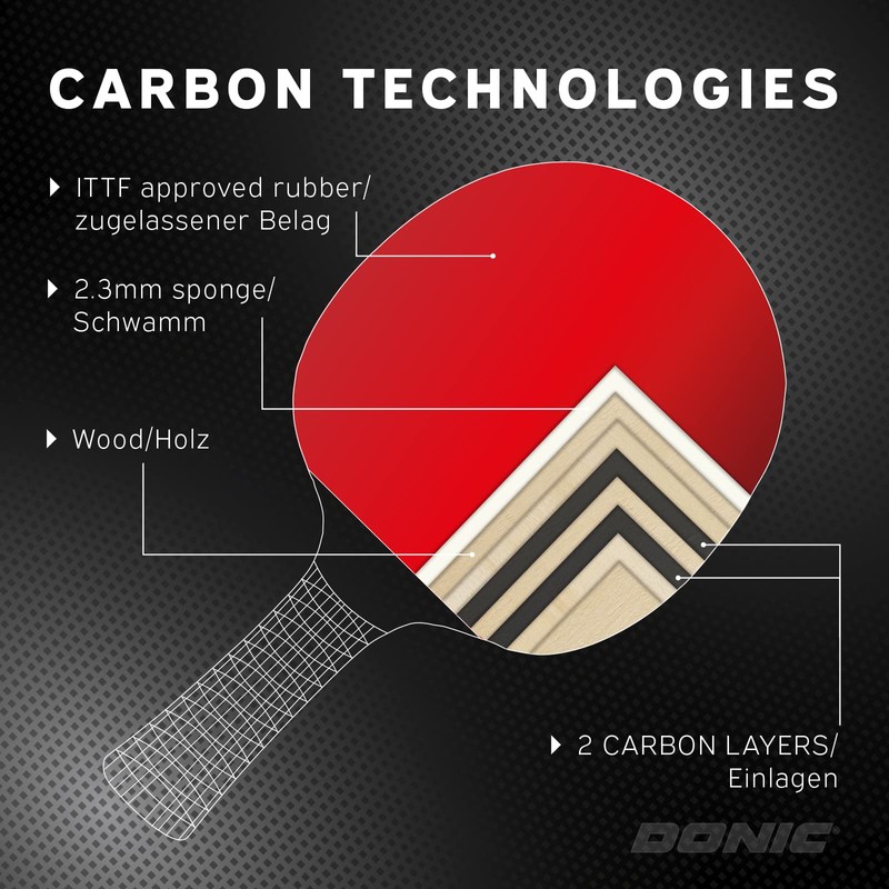 Donic-Schildkröt Carbon Tischtennisschläger Waldner 5000, ITTF Belag, 751805
