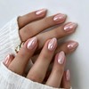 Uñas postizas cortas de cromo rosa nude, uñas postizas almendradas
