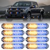 PKINGLAKE 8-Pcs 12 LED Sync Feature Emergency Strobe Grille Lights