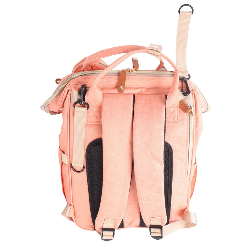 Pink Diaper Bag Backpack Multi Compartment Waterproof Large Capacity Travel