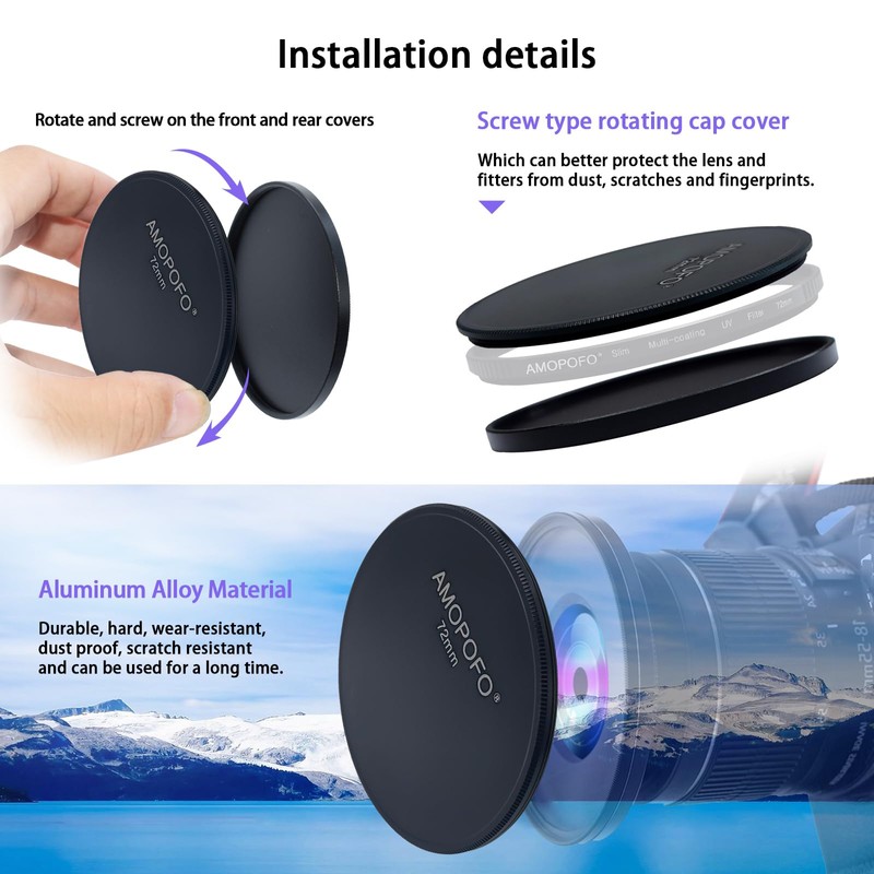 1 Set 72 mm Metal Lens Cap, Compatible with All