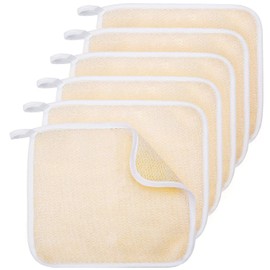 LINKPEACE 6 Packs Exfoliating Face and Body Wash Cloths Towel Weave Soft Bath Cloth Exfoliating Scrub Cloth Massage Bath Cloth for Women and Men (White Edge) (6)